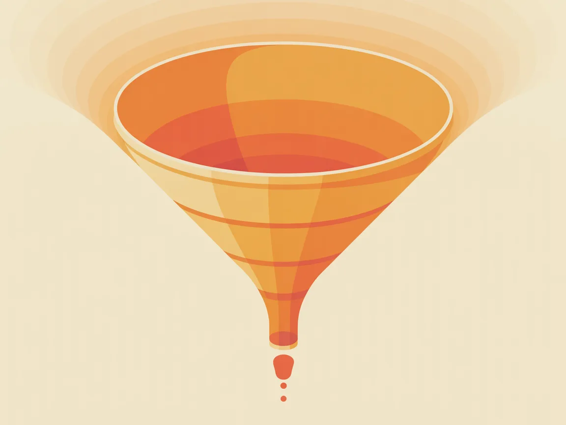 A funnel illustration representing the naming process - many candidates go in, one name comes out